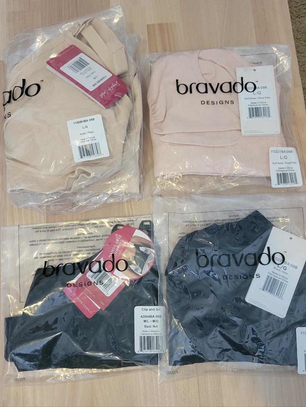 Bravado Seamless Nursing Bra - 4 Pack, Black, Nude, Tan